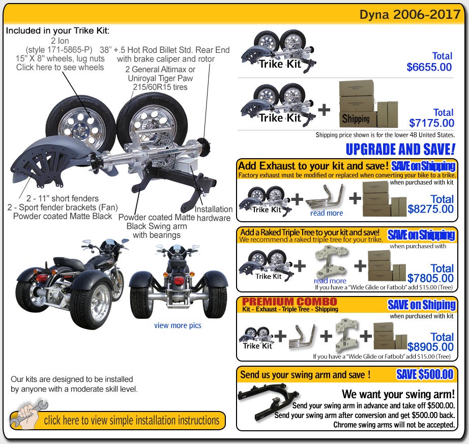 Dyan trike kit from frankenstein trikes contens and pricing